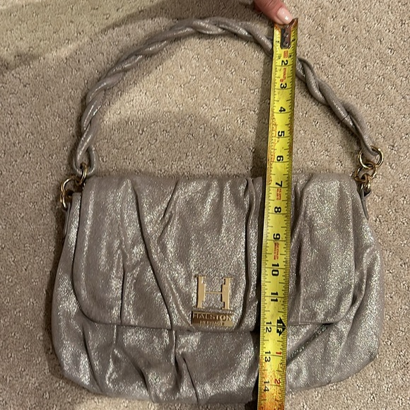 Halston Heritage Top Handle Gold & Metalic Leather Bag - Picture 7 of 9